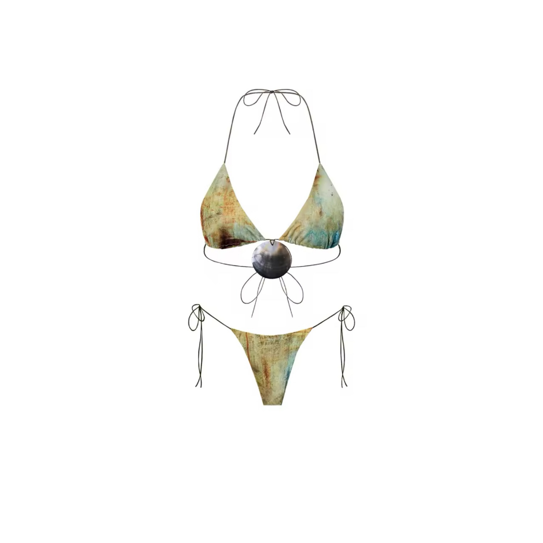 "Golden Horizon" – 3-teiliges Bikini-Set mit Maxirock
