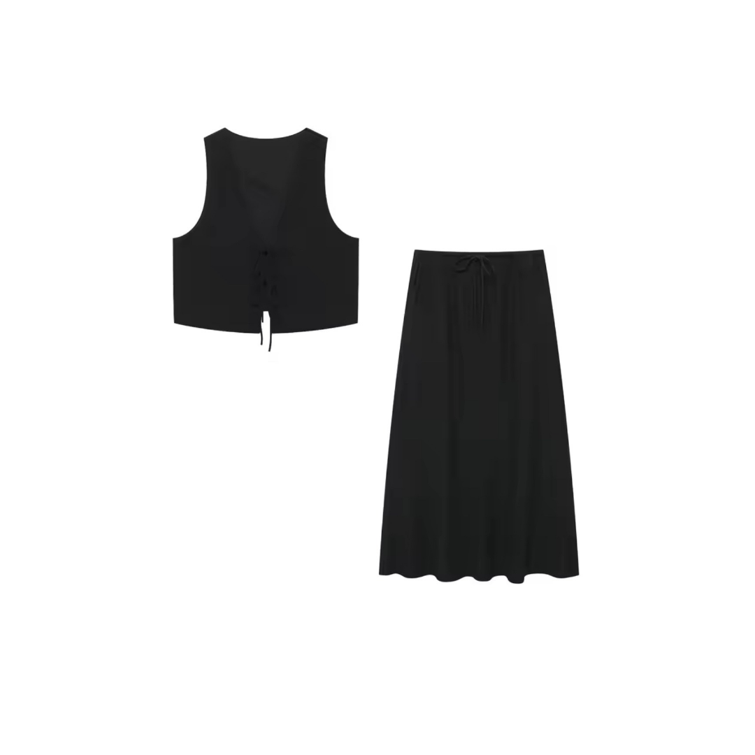 Set Eleni– Zweiteiliges Sommer-Outfit mit Crop-Top & Maxirock