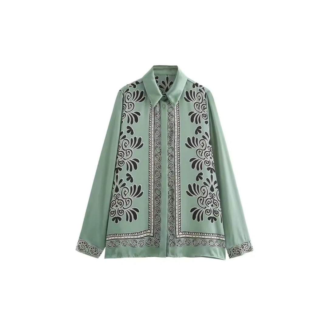 Zweiteiliges Set in Mint mit floralem Print "Isla Verde"