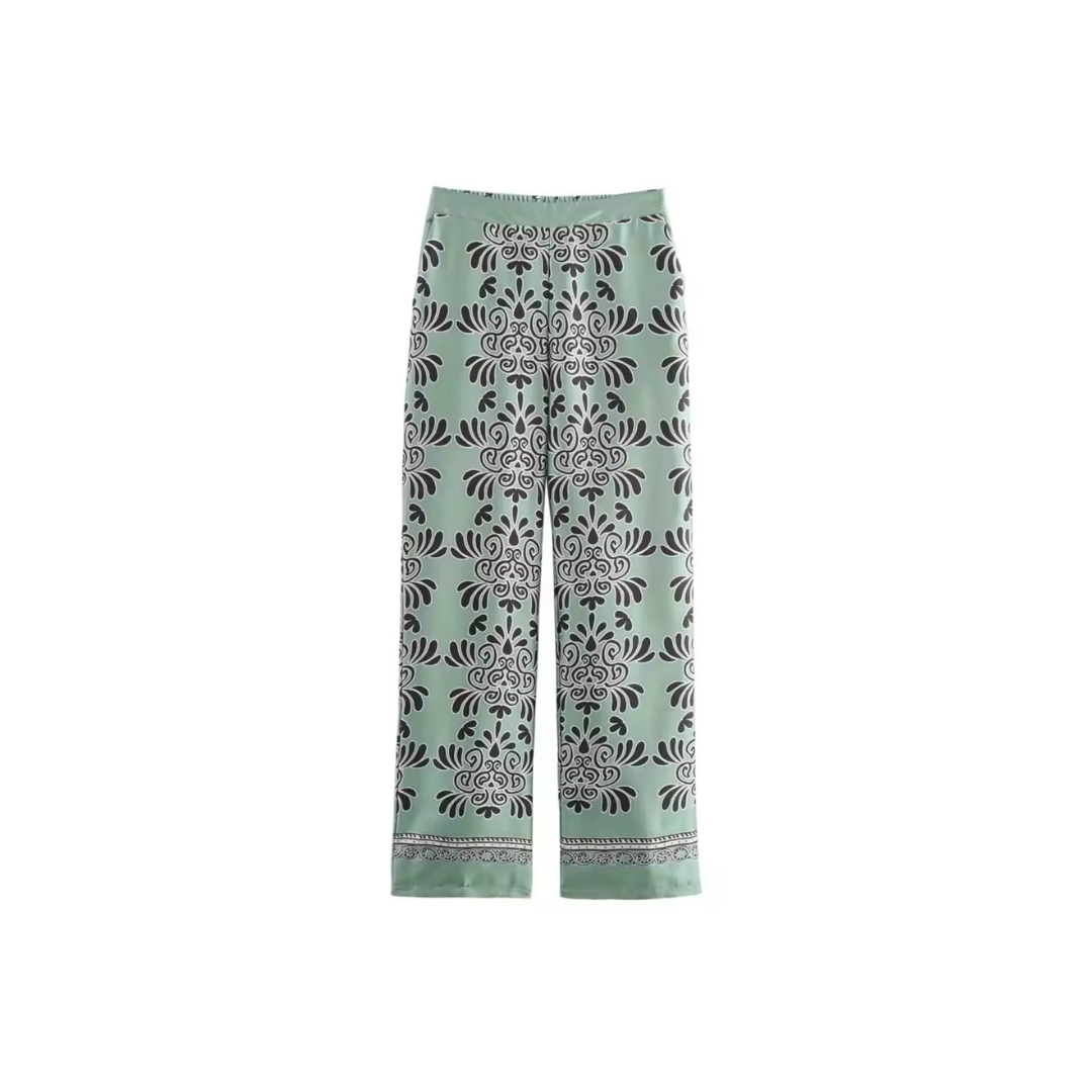 Zweiteiliges Set in Mint mit floralem Print "Isla Verde"
