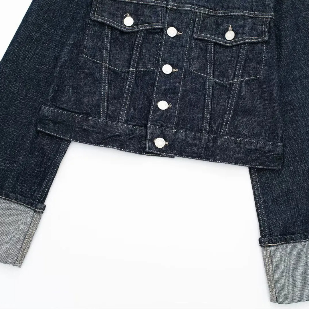Denim Set „Mila“ – Cropped Jeansjacke & High-Waist Hose in Dunkelblau