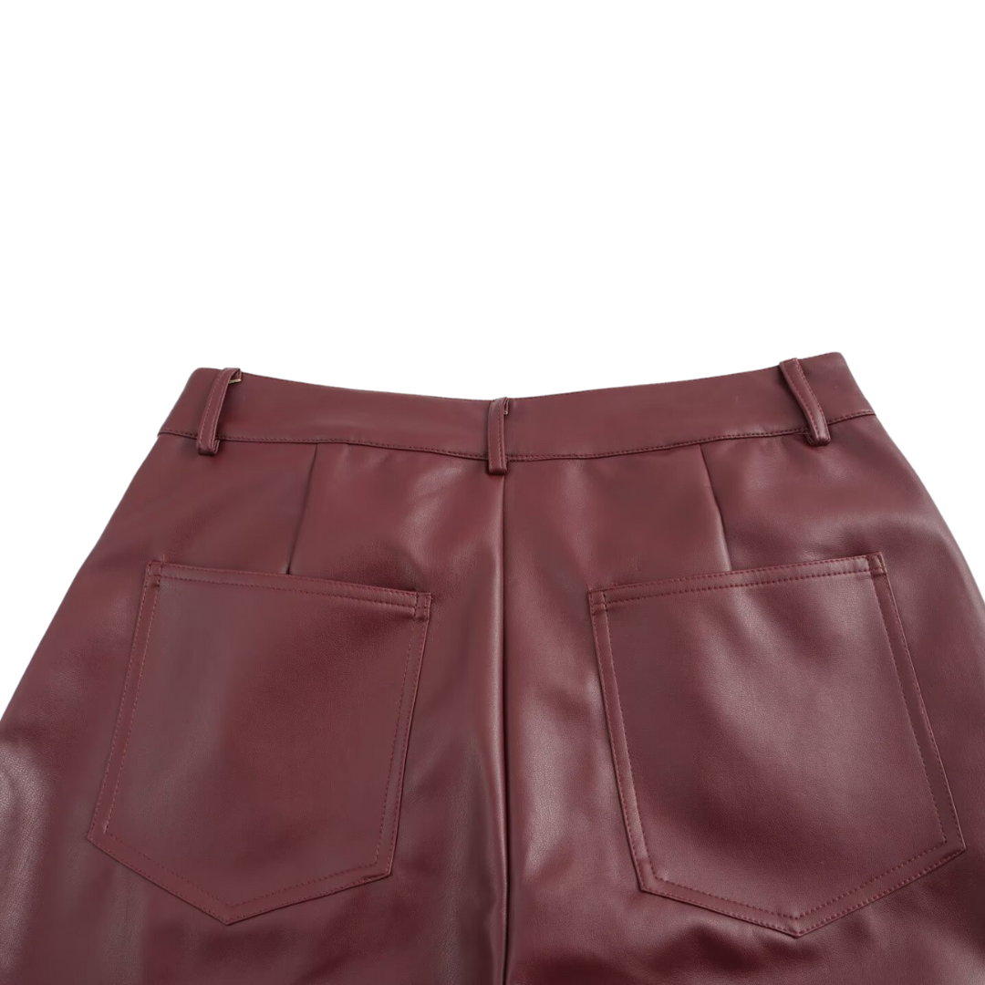 Kunstlederhose Burgundy Red