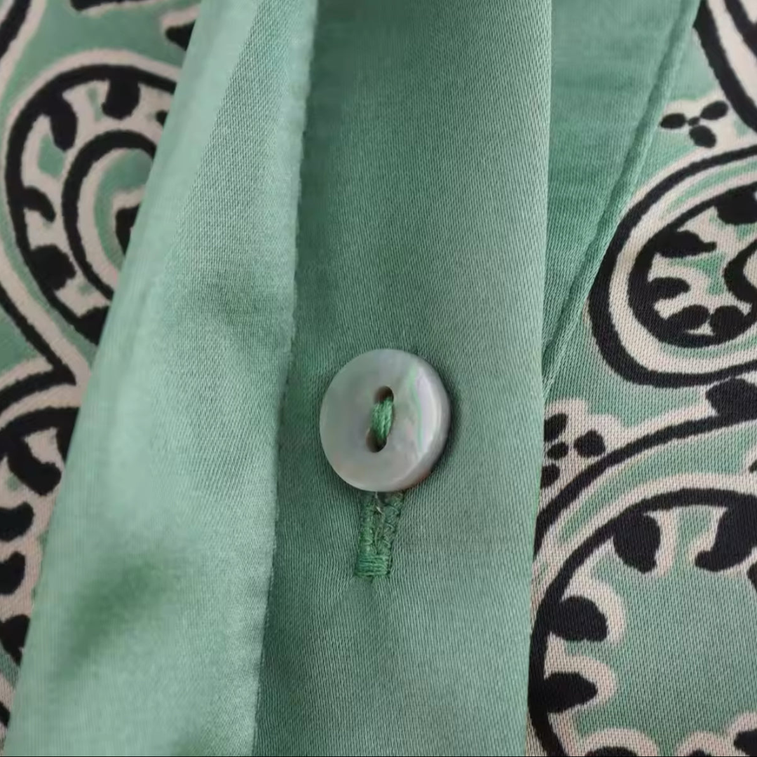 Zweiteiliges Set in Mint mit floralem Print "Isla Verde"