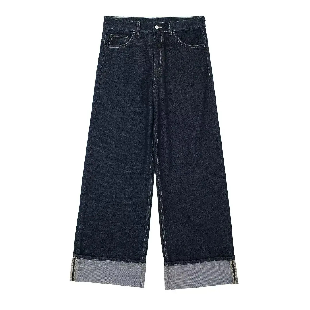 Denim Set „Mila“ – Cropped Jeansjacke & High-Waist Hose in Dunkelblau