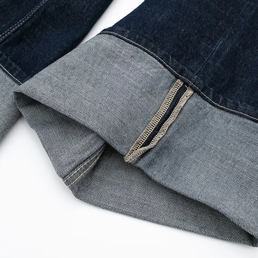 Denim Set „Mila“ – Cropped Jeansjacke & High-Waist Hose in Dunkelblau