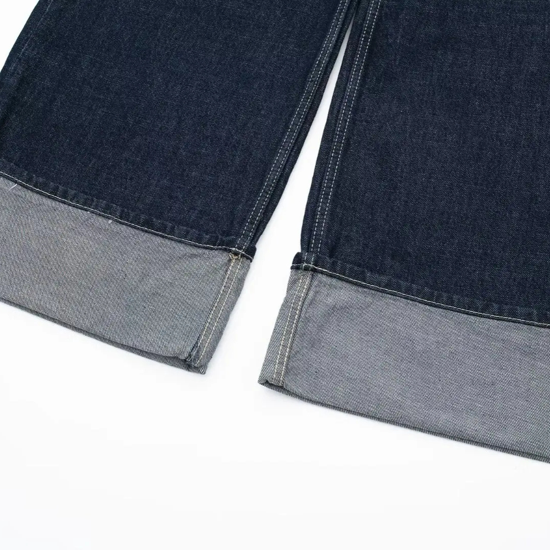 Denim Set „Mila“ – Cropped Jeansjacke & High-Waist Hose in Dunkelblau