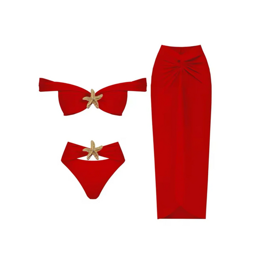 Coralia Sunset – Dreiteiliges Beachwear-Set