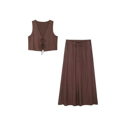 Set Eleni– Zweiteiliges Sommer-Outfit mit Crop-Top & Maxirock