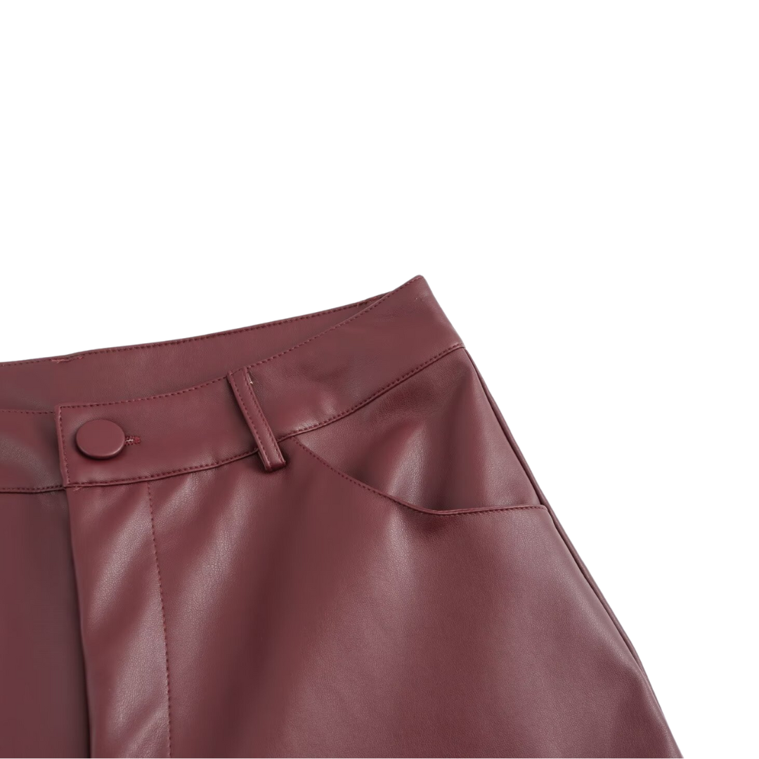 Kunstlederhose Burgundy Red