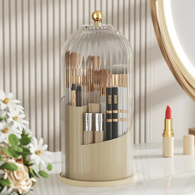 360° Rotierender Makeup Brush Holder – Staubdichter Organizer im Birdcage-Design