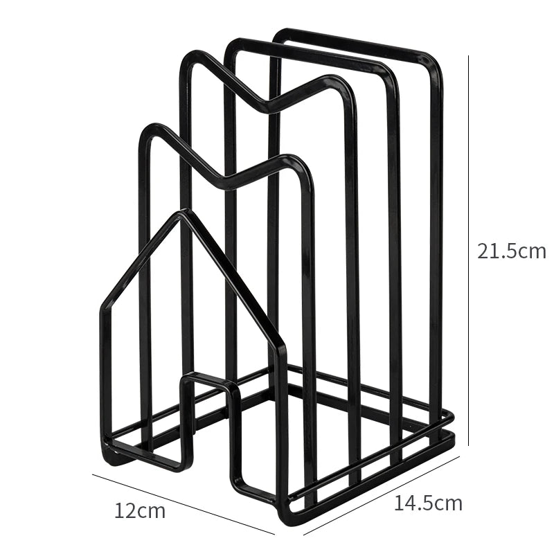 Erweiterbarer Küchenschrank-Organizer aus Edelstahl für Töpfe, Pfannen, Topfdeckel und Schneidebretter mit rutschfesten Füßen