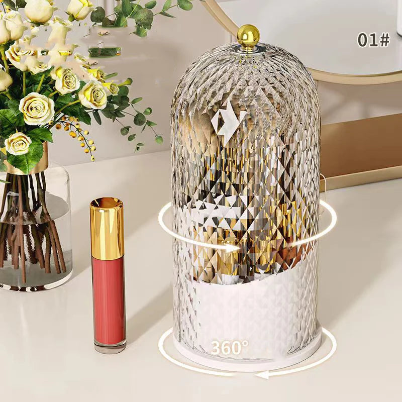 360° Rotierender Makeup Brush Holder – Staubdichter Organizer im Birdcage-Design